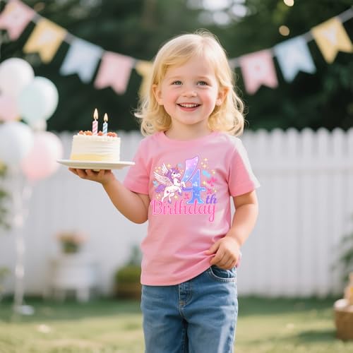 Unicorn Birthday Girl T-Shirt for Ages 2-6 Cotton Short Sleeve Tee Birthday Party Gift3