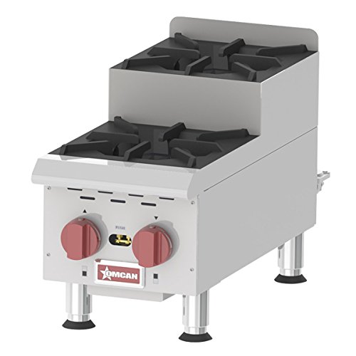 OMCAN 44198 Countertop Stainless Steel Step-up Gas Hot Plates With 2 Burners