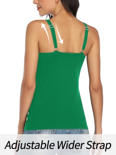 Image of V FOR CITY Women's Cotton Tank Top with Unpadded Shelf Bra Adjustable Wide Strap Camisole Summer Basic Udershirts