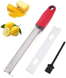 Lemon Zester, Cheese Grater, 304 Premium Stainless Steel zester grater set - For Parmesan Cheese, Citrus, Lemon, Lime, Ginger, Garlic, Nutmeg, Cheese, Chocolate, Coconut, Dishwasher Safe (red)