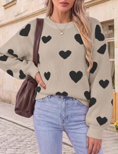 Image of Libsorge Womens Heart Sweater 2026 Valentines Day Trendy Cute Fall Oversized Long Sleeve Pullover Sweaters