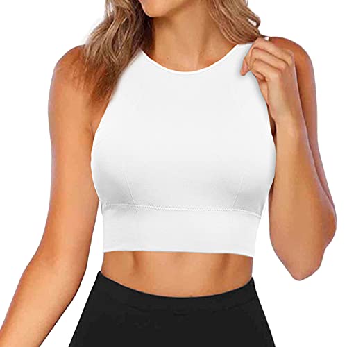 Snailify Women s Sports Bra High Impact Full Coverage Racerback Removable Padded - Yoga Gym Running Workout Bra White