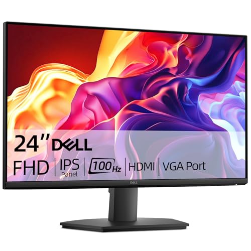 Image of Dell 24 inch Monitor, FHD (1920 x 1080), 100Hz, IPS Panel, AMD FreeSync, 5ms, VESA, Low Blue Light, Flicker Free, Anti-Glare, HDMI & VGA, Ultra-Thin bezels, Tilt Adjustment, Black
