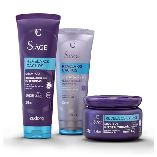 Eudora Kit Siàge Revela os Cachos: Shampoo 250ml + Máscara 250g + Condicionador 200ml