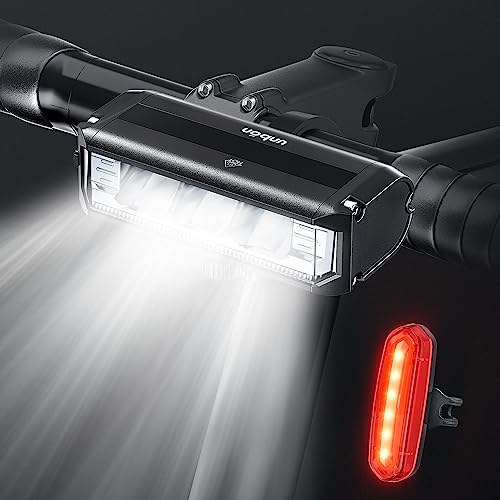 Lumiere Velo Avant et Arriere, UNBON Ensemble Éclairage Vélo LED Puissant 5 Modes Lampe Vélo Rechargeable USB Étanche IPX5 Lumière Avant Arrière pour Vélo VTT VTC Cycliste