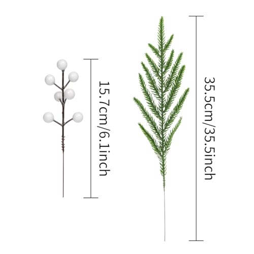 Pack-of-30-Christmas-Norfolk-Pine-Branches-with-Red-Berry-Stems-35cm14-Artificial-Greenery-Norfolk-Pine-Stems-Real-Touch-Fake-Foliage-Picks-for-DIY-Craft-Garland-Home-Decoration-White-berry Pack of 30 Christmas Norfolk Pine Branches with Red Berry Stems 35cm14 Artificial Greenery Norfolk Pine Stems Real Touch Fake Foliage Picks for DIY Craft Garland Home Decoration White berry