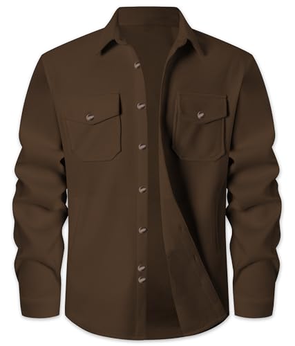 Image of Cromoncent Mens and Boys Flannel Shirt Jacket Casual Button Down Shacket