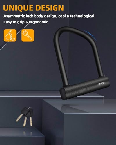 Image of NDakter Bike Locks Heavy Duty Anti Theft, Bicycle U Lock for Ebike, 18mm Shackle with 3 Keys for Electric Escooter, Motorcycle, Moped, Dirt-Bike, Tri-Bike Wheel Lock Sturdy