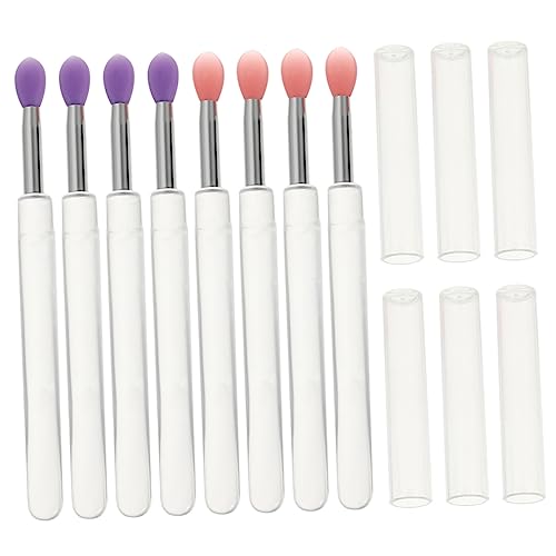 NOLITOY 6pcs Silicone Lip Brush Caps Lip Mask for Eye Shadow Makeup Brush Set Portable Easy to Use