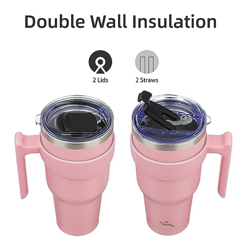 Image of Konokyo 40 oz Tumbler with Handle and Straw, Insulated Travel Mug