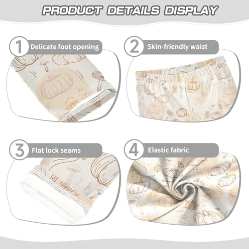 Autumn Line Sketch Foliage Girls Leggings,Workout Leggings for Girls Toddler Athletic Leggings Size for 3-10T3