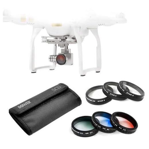 Bower 6 Piece Special Effects Filter Kit & Case for DJI Phantom 3 & 4 Drone Includes: Gradient Gray, Orange & Blue; Star 4, 6 & 8 Plus Lens Cap