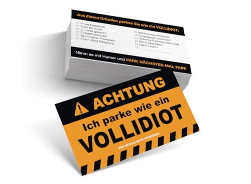 EppoBrand Achtung Ich parke wie ein Vollidiot Lustige Wasserfeste Karten für Parken oder Streich lernen