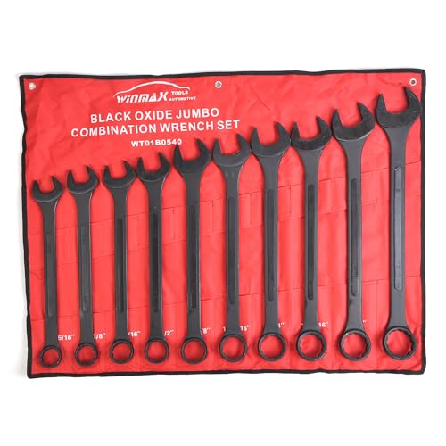 WINMAX TOOLS AUTOMOTIVE 10 PC SAE Black-Oxide Jumbo Combo Wrench Set | 1-5/16 - 2
