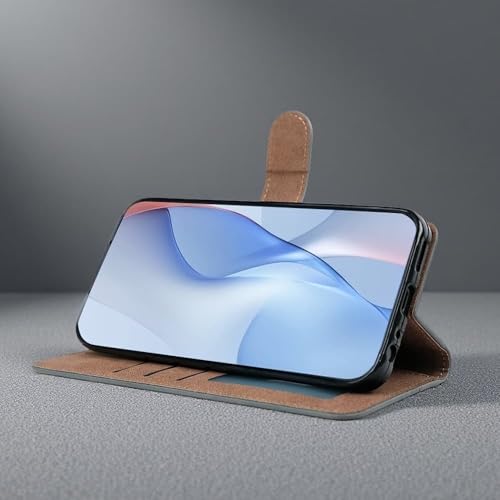 Image of amazon basics Realme 16 Pro Plus 5G Flip Cover | Card Pockets Wallet & Stand | Flip Cover for Realme 16 Pro Plus 5G (Black with Beige Strip)