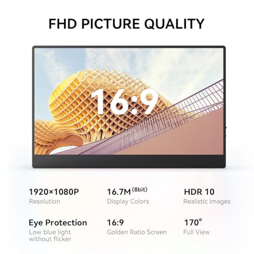 Ayy A15G1B Portable Monitor For Laptop 15 Inch,Fhd 1080P Usb C Travel Monitor External Ips Hdmi thumb #2
