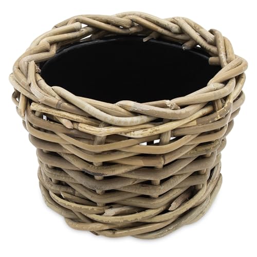 Spetebo Rattan Pflanztopf mit Kunststoff Einsatz - 17 x 14 cm - Garten...