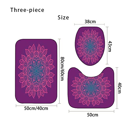 Zifarm Badematte rutschfeste 50x80 cm Mandala Badvorleger-Set 3D Drucken Boho Lila Mikrofaser Flanell Absorbierend… – Bild 4