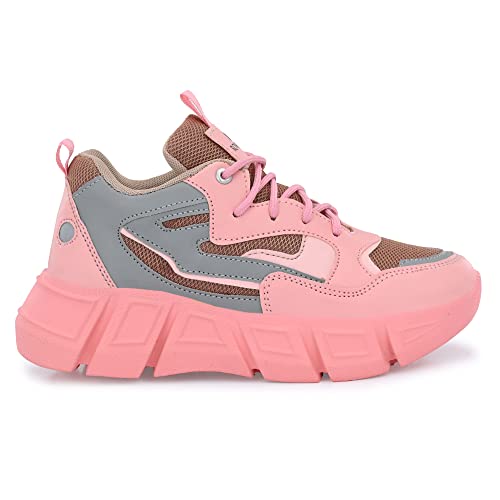Image of ROWLANS Women's Synthetic Leather Stylish /Comfortable /Running /Gym Lace-Ups Sports Shoes