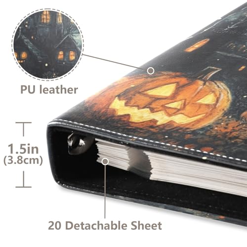 Álbum de fotos ALAZA para Halloween con cubierta de cuero sintético PU, diseño de tres anillos, para bodas, viajes y recuerdos familiares miniatura 3