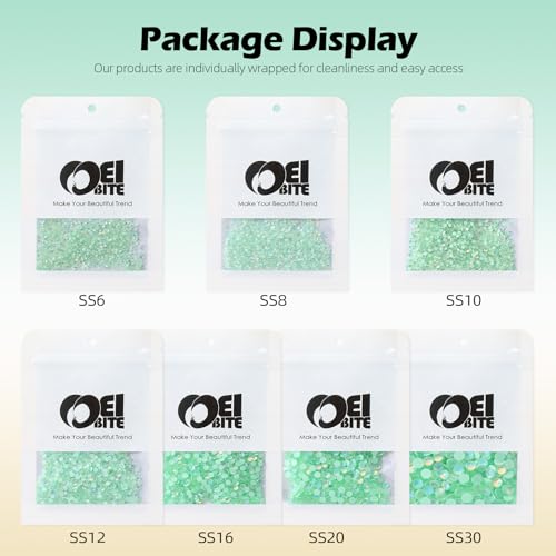 Image of F Light Green Flatback Rhinestones, Glass Rhinestones for Nail Art and Craft, Glue Fix, Loose Crystal Gemstones(F Light Green, SS20, 1440pcs, 4.6-4.8mm)