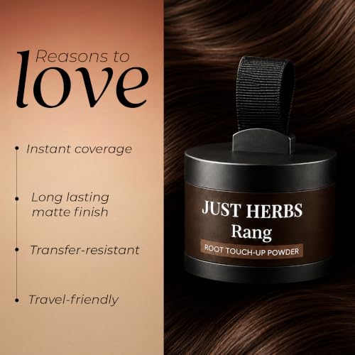Image of Just Herbs Rang Root Touch-Up Powder - Brown | Covers Grey Hair & Bald Spots Instantly | Beard Touch Up Powder | Infused with Vitamin E, Methi and Onion Powder|4g