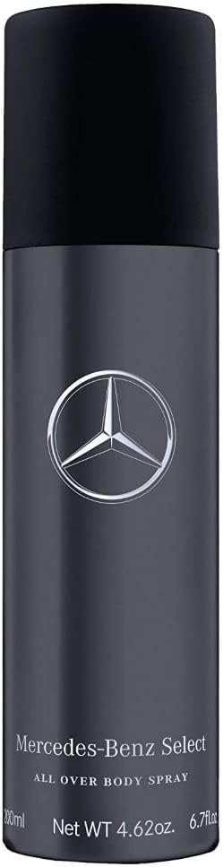 Mercedes-Benz Select All Over Body Spray - Woody Amber Fragrance for Men with Bergamot and Musk - All Day Freshness - Ideal Gift for Men - 6.7 oz