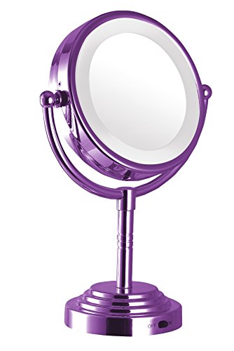 Modern Mirror 92231 Dual-Sided Led illuminated tabletop makeup mirror Pink Purple