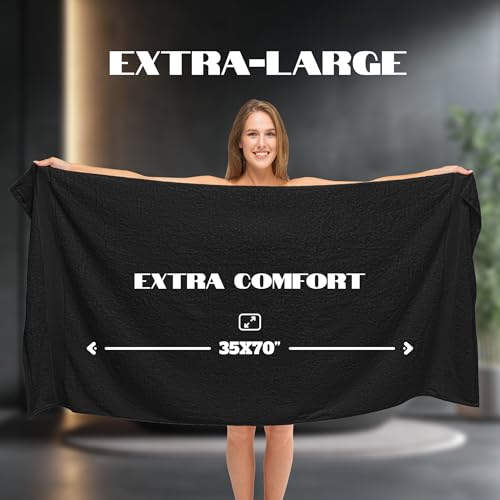 Image of White Classic Luxury Soft Black Bath Sheet Towels - 650 GSM Cotton Luxury Bath Towels Extra Large 35x70 | Highly Absorbent and Quick Dry | Hotel Collection Extra Large Bath Towels Oversized, 2 Pack