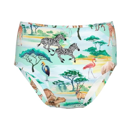 Watercolor African Animals And Birds Girls' Underwear Soft Cotton Little Girls Panties Comfort Briefs