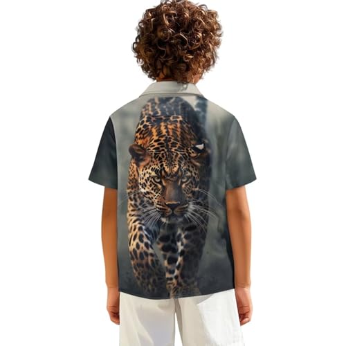 WELLFLYHOM Hawaiian Button Down Shirt for Boys 1-16 Summer Graphic Kids Short Sleeve Top for Travel Beach2