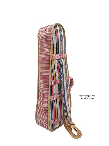 Image of The House of tara Modern Ukulele Bag | Ethnic Handloom Fabric Bag for Concerts | Multicolor | with External Zipper Pocket | Waterproof Padded Case | for Men and Women | Multicolor5