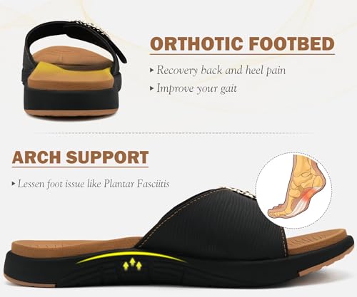 Image of COFACE Womens Dressy Orthotic Slides Lightweight Yoga Mat Thick Cushion Recovery Walking Sandals Adjustable Slip On Slippers with Comfortable Plantar Fasciitis Arch Support