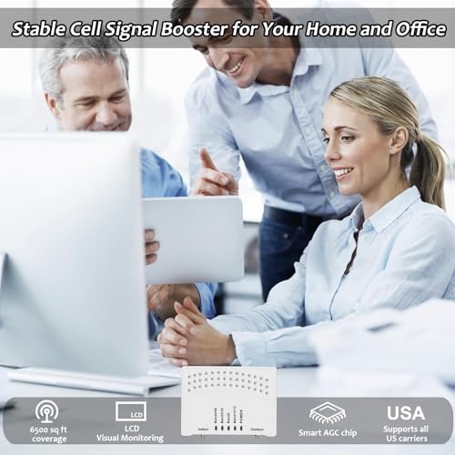 Image of Cell Phone Booster for Home & Multi-Room, Cell Phone Signal Booster with 2 Indoor Antennas for Band 66 /2 /4 /5 /12 /17 /13 /25,Up to 6000 Sq.Ft,Boost 4G 5G LTE Data for All U.S. Carriers, FCC Approved