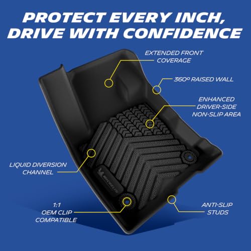 Image of Michelin Vehicle Mats for 2021-2026 Bronco Sport | Not Fit Bronco 2-Door /4-Door /Rubberized Floor, All-Weather TPE Custom Fit Liner, Premier A