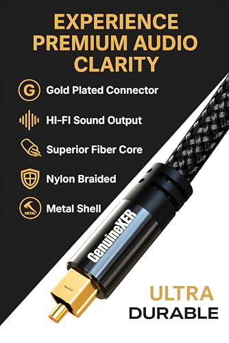 Premium Digital Optical Audio Toslink Cable With 8 Channels (5.1 & 7.1) Gold Plated & Nylon Braided | Compatible For Tv, Home Theater, Sound Bar, PlayStation, XBox | 5 Meter, 16.4 FT 2 41polm9m5oL