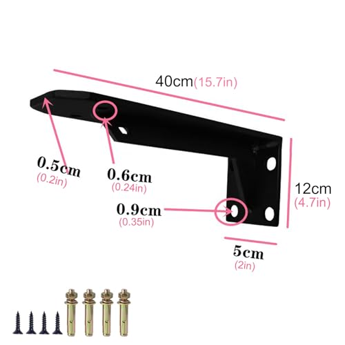 Support étagère pliable robuste 40cm acier carbone noir équerre murale DIY - 3