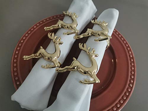 image for N/N Napkin Rings, 6Pcs Gold Elk Chic Napkin Rings for Place Settings, 