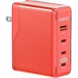 アドテック 合計150W パステル レッド PD3.1 単独140W 充電器 Apple MacBook Air Pro／iPhone17 Air Pro／Google Pixel10 Proなど最新ノートPCやスマホ対応 4ポート(USB-Cｘ4+USB-A) GaN パソコン2台同時給電対応 パワフル 急速充電 高速充電 APD-V150AC3-RD