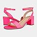 DREAM PAIRS Women's Open Toe Ankle Strap Low Block Chunky Heels Sandals Party Dress Pumps Shoes,Size 8,Neon/Pink/Pu,CARNIVAL
