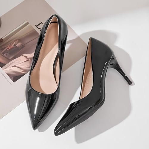 Image of Women's Low Kitten Heel Pumps Classic Fashion Dress Pumps Simple Heeled Shoes for Office Work