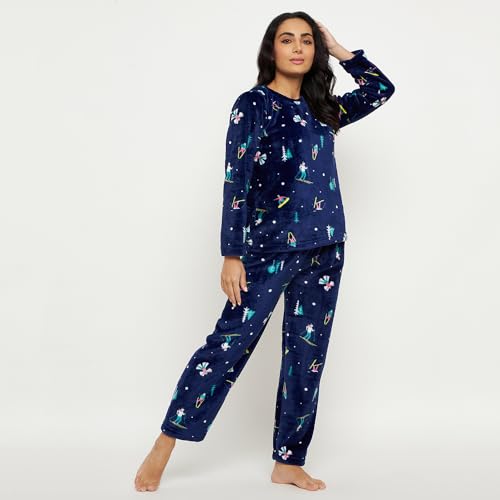 Image of CAMEY Womens Winter Full Sleeve Top and Pajama Pants Regular Fit Night Suit Round Neck Top and Pyjama Set Ladies Night Dress