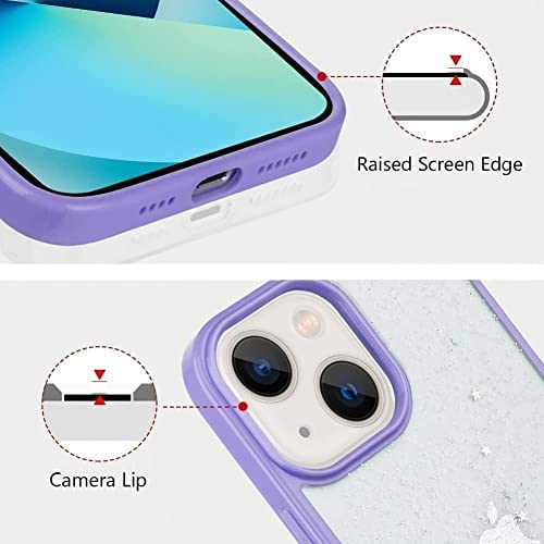 Image of MIDOS Silicone Back Cover Compatible With iPhone 14 Clear Transparent Star Bling Cute Sparkly Glitter Case For iPhone 14 (Purple)