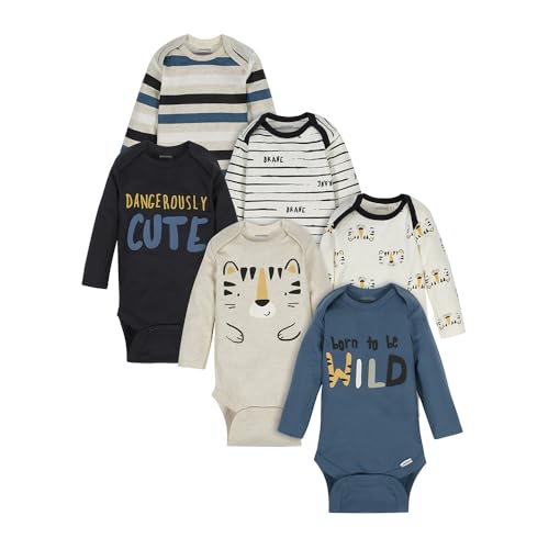 Image of Onesies Brand Unisex Baby 6-Pack Long Sleeve Bodysuits - Breathable Cotton One-Piece Outfits for Newborns & Infants