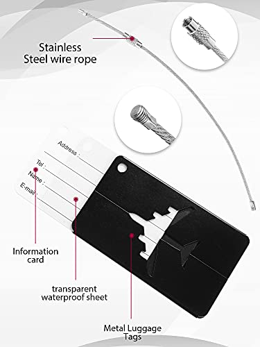 20 Pieces Metal Luggage Tags Aluminum Suitcase Labels Travel Bag Tags with Name ID Cards Colorful Baggage Tags Card Holders with Stainless Steel Loops2