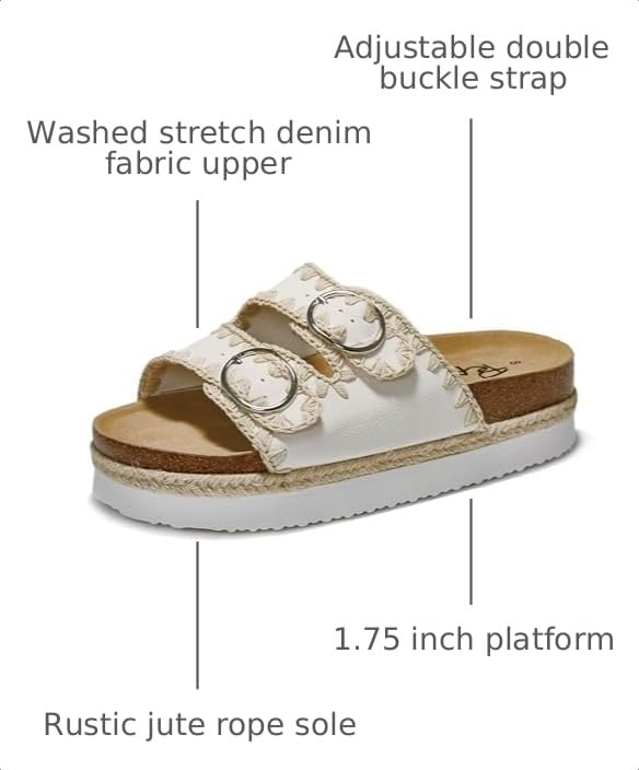 Image of PepStep Slide Sandals for Women with Soft Cork Footbed and Strap, Ladies Fashion Platform Slide Sandals Comfortable Slip On Style