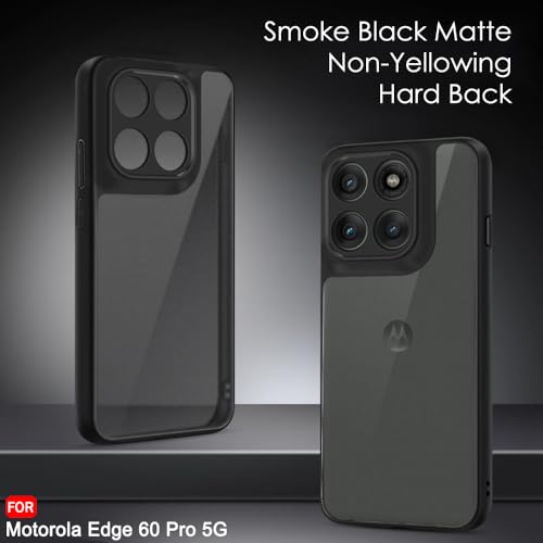 Image of TheGiftKart Hybrid Shockproof Back Cover Case for Motorola Moto Edge 60 Pro 5G | Hard Back Cover Case for Motorola Edge 60 Pro 5G (PC & TPU, Translucent Smoke Matte Back, Black Sides)