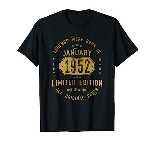 70 años Cumpleaños Las Leyendas nacen en Enero de 1952 Camiseta