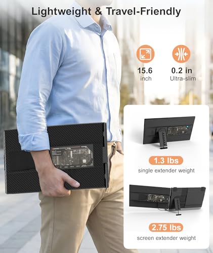 Image of 15.6 inch Laptop Screen Extender, Ultra-Slim FHD 1080P Portable Monitor, Detachable Dual Monitor Travel & Remote Work, Plug and Play for 13 inch-17.3 inch Laptops, for Windows /Mac /Android /Chrome