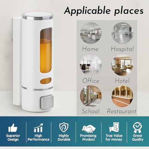 Image of ABS Wall Mounted Soap Shampoo Conditioner Handwash Gel Liquid Soap Sanitizer Dispenser for Bathroom Basin Kitchen Sinks (400 Ml, White)